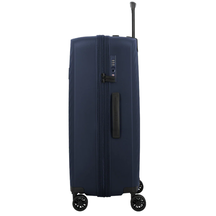 Zijkant met TSA slot van de Jump Levante 65 koffer in het navy #kleur_navy