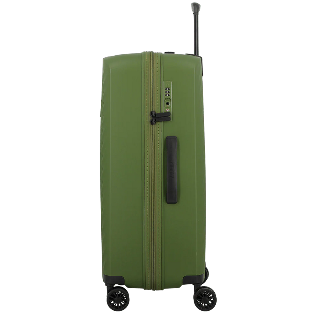 Zijkant met TSA slot van de Jump Levante 65 koffer in het olijf #kleur_olijf