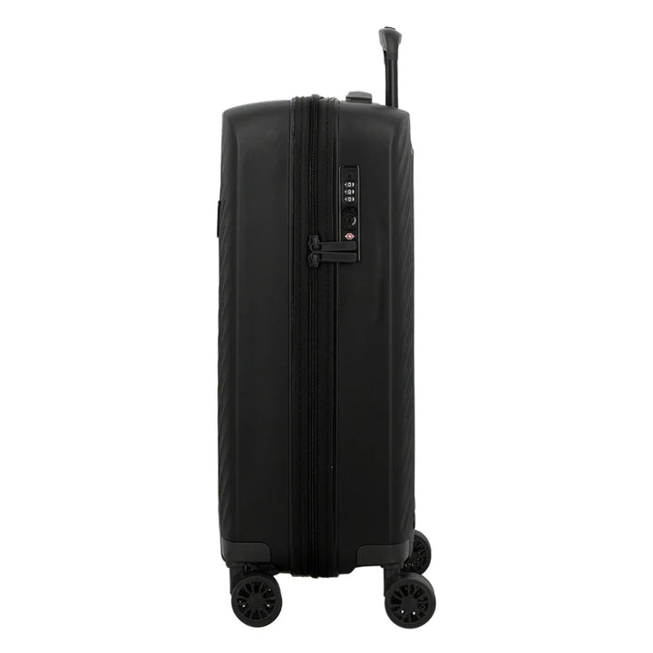 Zijkant met TSA slot van de Jump levante handbagage koffer zwart #kleur_zwart
