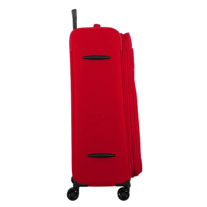 Zijkant van de jump Monthelys78 grote koffer rood #kleur_rood
