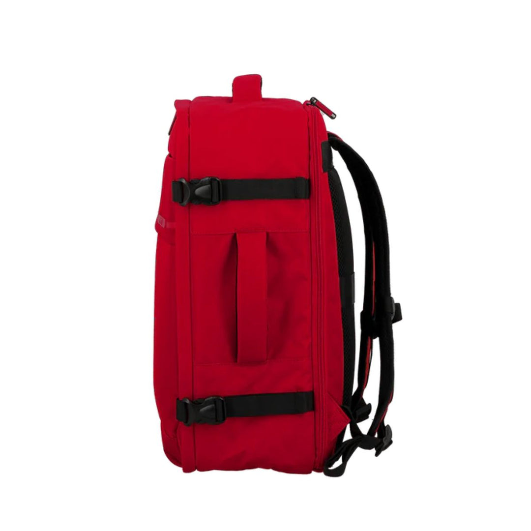 Zijkant van de Jump paris Monthelys underseater m rugzak in het rood #kleur_rood