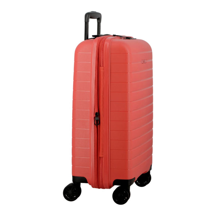 Zijkant van de Jump Paris Striper handbagage koffer koraal #kleur_koraal