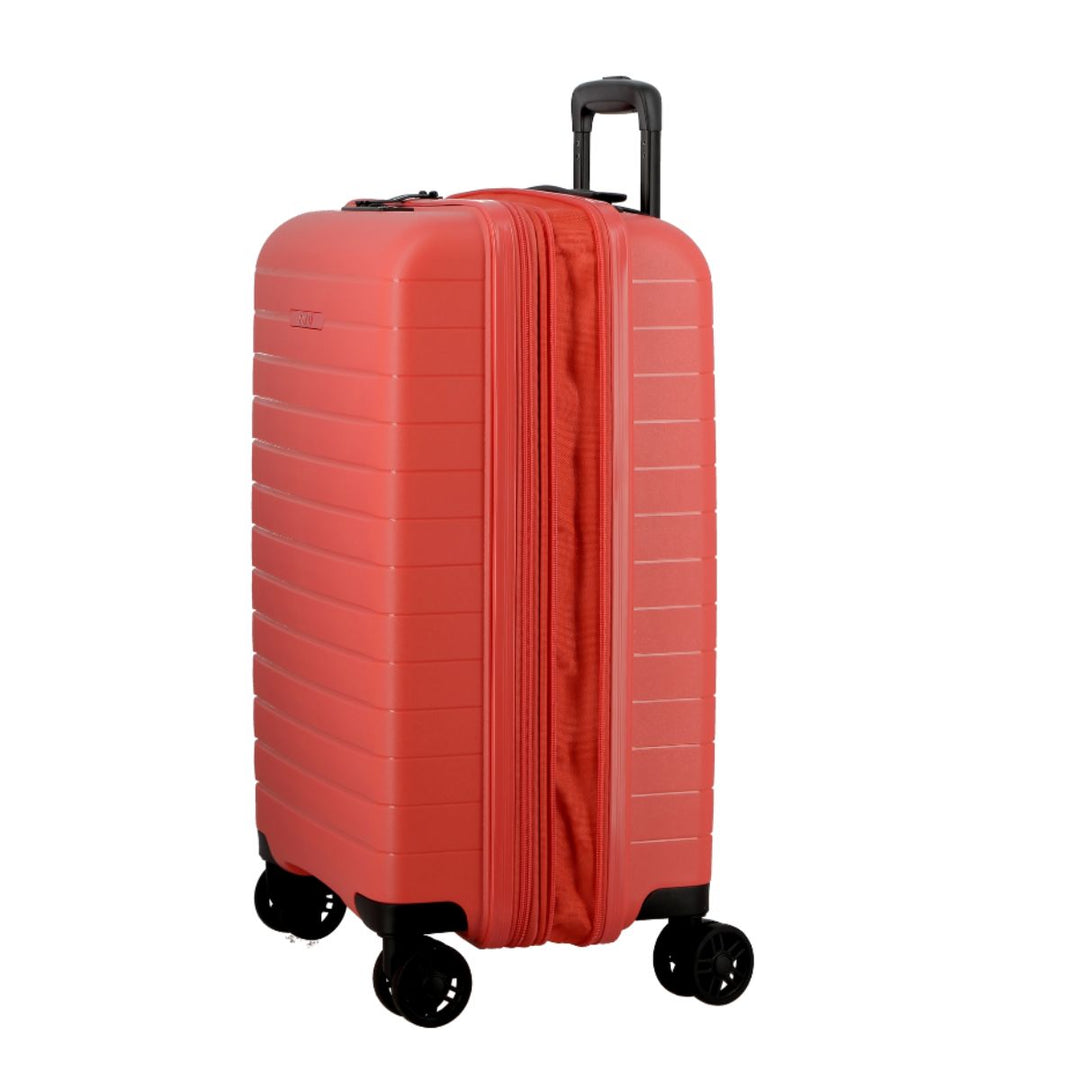 Zijkant van de Jump Paris Striper handbagage koffer koraal #kleur_koraal