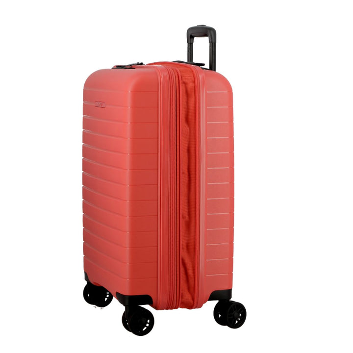 Zijkant van de Jump Paris Striper handbagage koffer koraal #kleur_koraal
