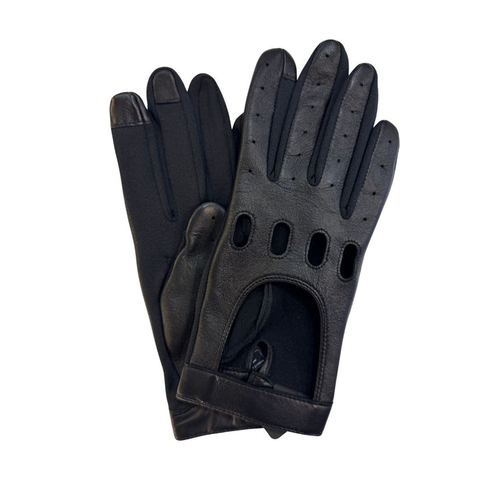 Voor en achterkant van de Kessler autorij handschoen in het zwart #kleur_zwart