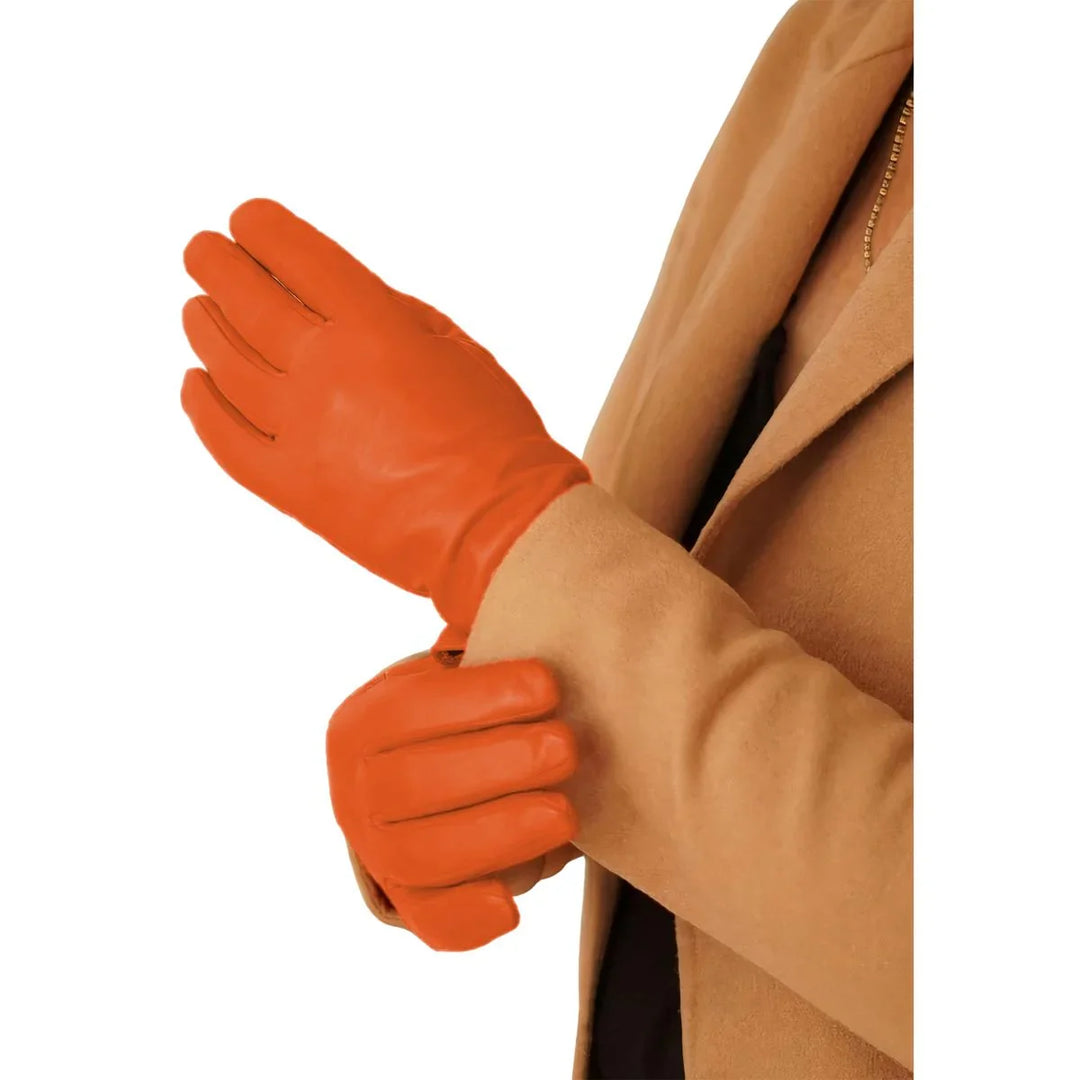 De Kessler Chelsea handschoenen in oranje in gebruik #kleur_oranje