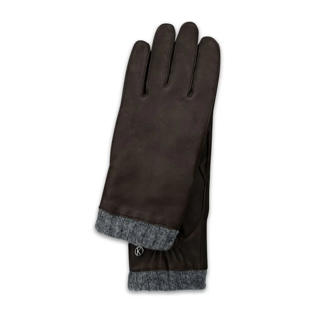Voorkant van de Kessler Rasmus leren handschoenen donkerbruin #kleur_donkerbruin