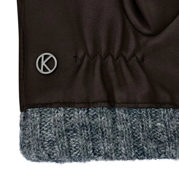 Details van de Kessler Rasmus leren handschoenen donkerbruin #kleur_donkerbruin