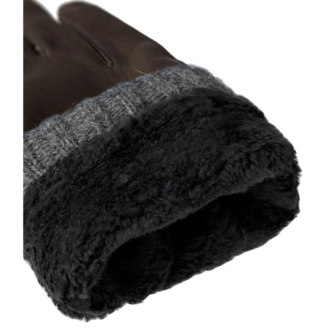 Binnenkant van de Kessler Rasmus leren handschoenen donkerbruin #kleur_donkerbruin