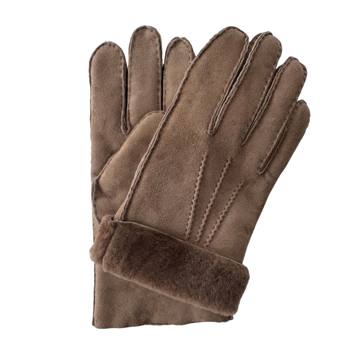 Voorkant en achterkant van de Kessler mats leren handschoen nougat #kleur_nougat