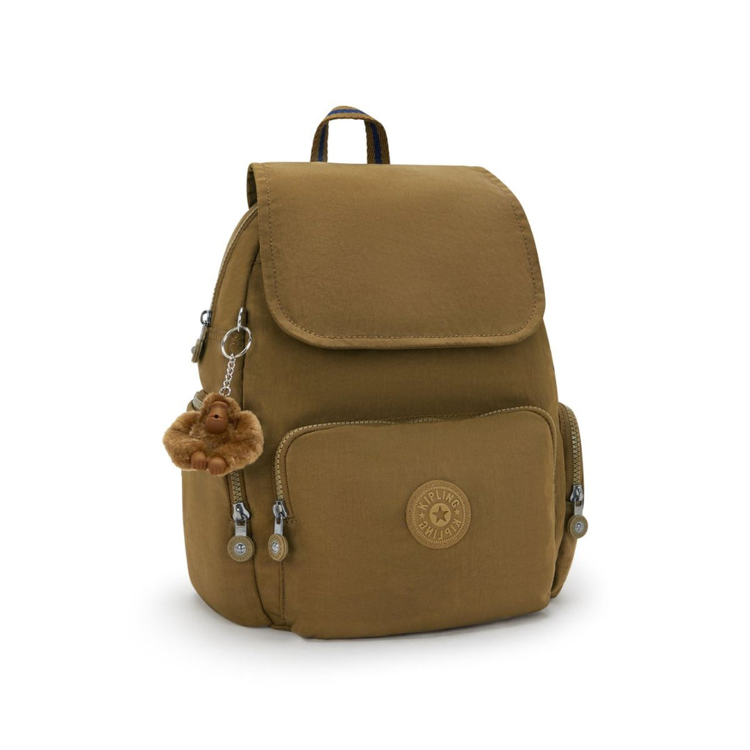 Voorzijde van de Kipling City zip s rugzak dry-laurel #kleur_dry-laurel