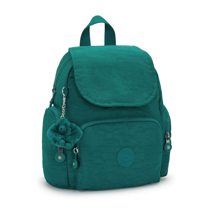 Voorzijde van de Kipling City zip mini rugzak in outspoken green #kleur_outspoken-green