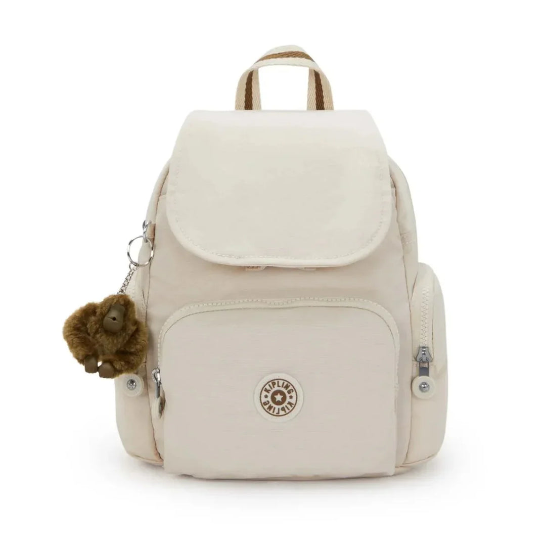 Voorkant van de Kipling City Zip mini rugzak soft sand #kleur_soft-sand