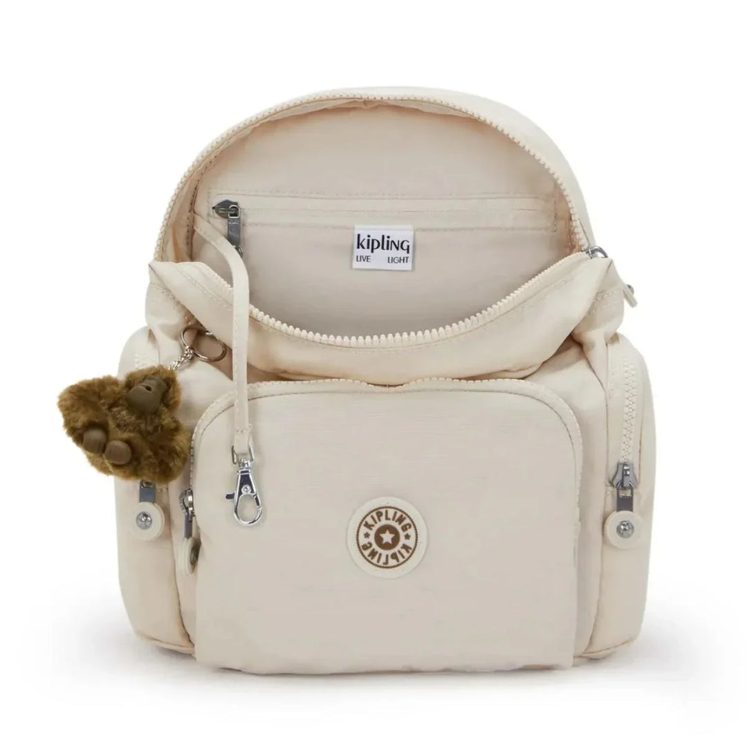 Binnenkant van de Kipling City Zip mini rugzak soft sand #kleur_soft-sand
