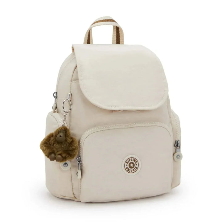 Voorzijde van de Kipling City Zip mini rugzak soft sand #kleur_soft-sand