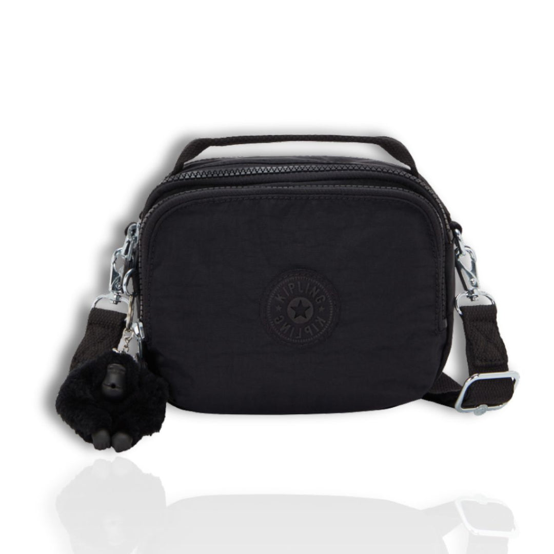 Voorkant van de Kipling Classic Cahir schoudertas in het zwart #kleur_zwart