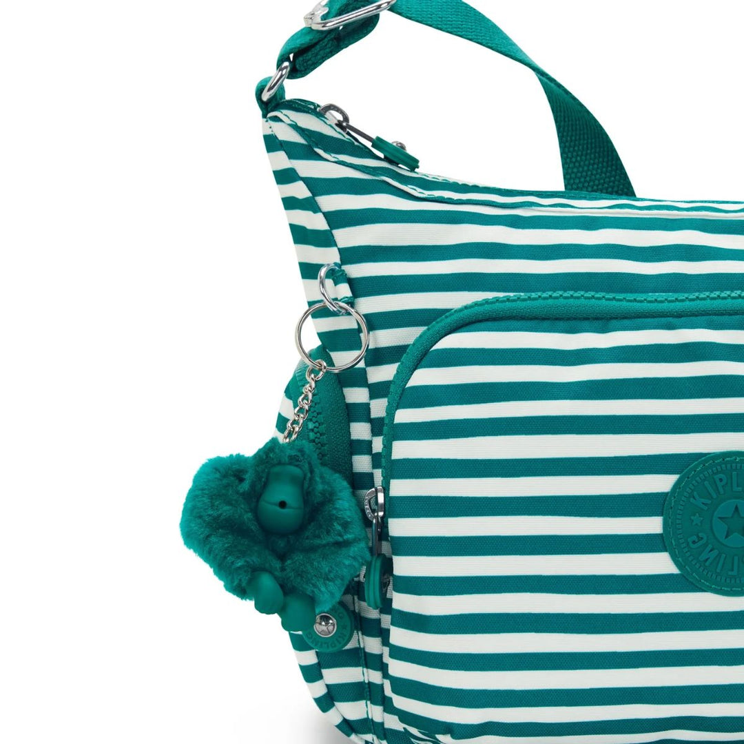 Details van het materiaal en het Kipling aapje #kleur_parasol-stripes