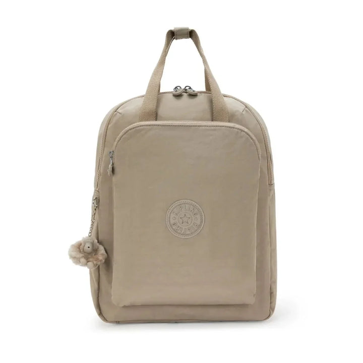 Voorkant van de Kipling Kazuki L laptoprugzak soft taupe #kleur_soft-taupe