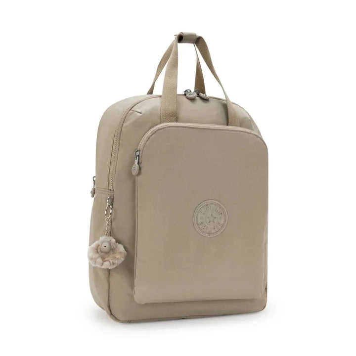 Voorzijde van de Kipling Kazuki L laptoprugzak soft taupe #kleur_soft-taupe