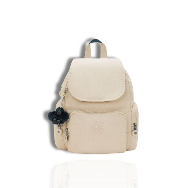 Voorkant Kipling City Zip Mini rugzak biege  #kleur_beige