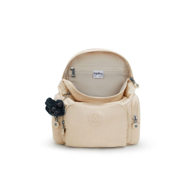 Binnenkant Kipling City Zip Mini rugzak biege  #kleur_beige