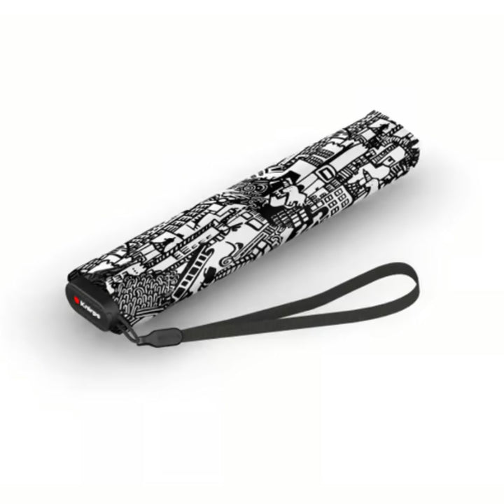 Voorkant van de Knrips story-black ultra lichtgewicht paraplu #kleur_story-black