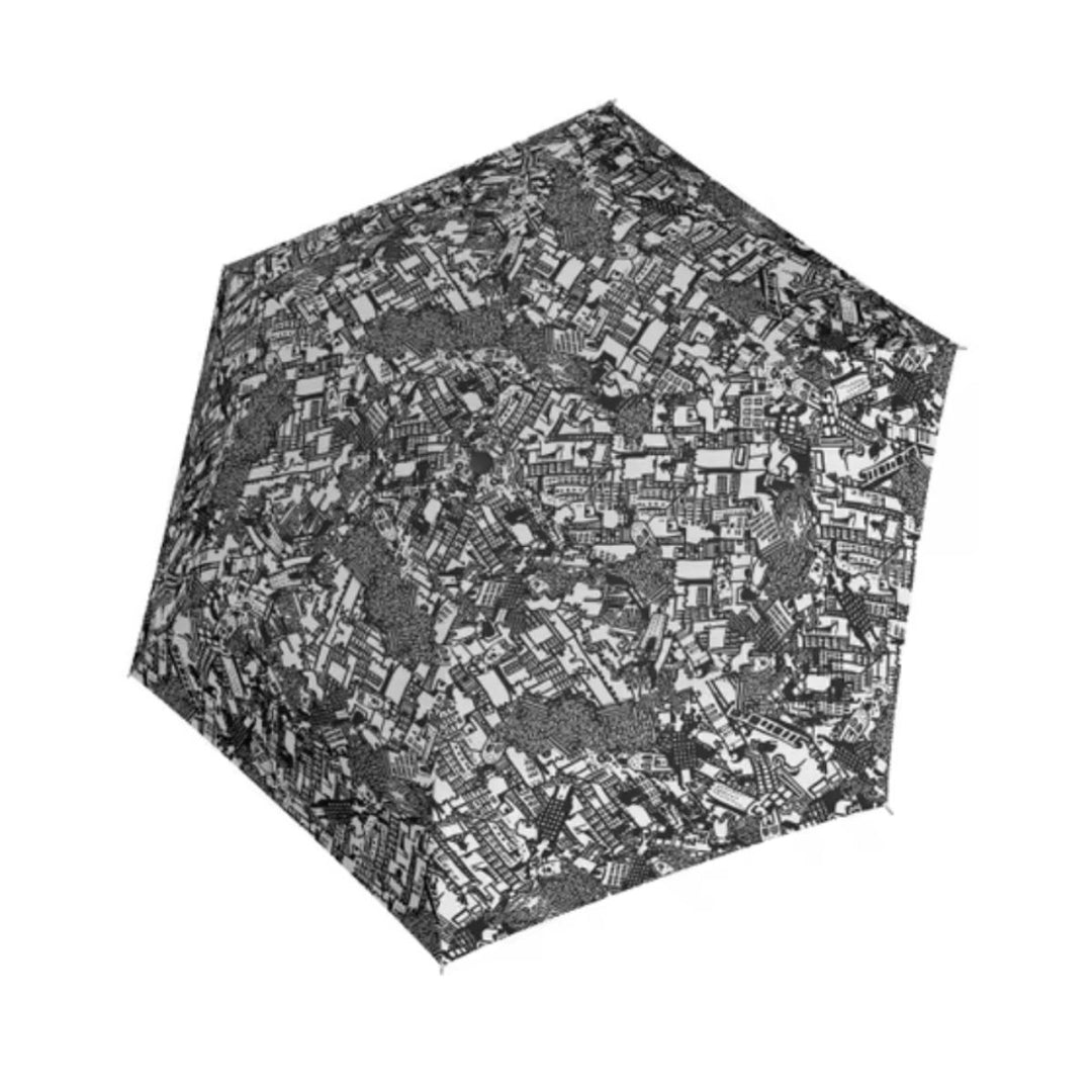 Bovenkant van de Knrips story-black ultra lichtgewicht paraplu #kleur_story-black