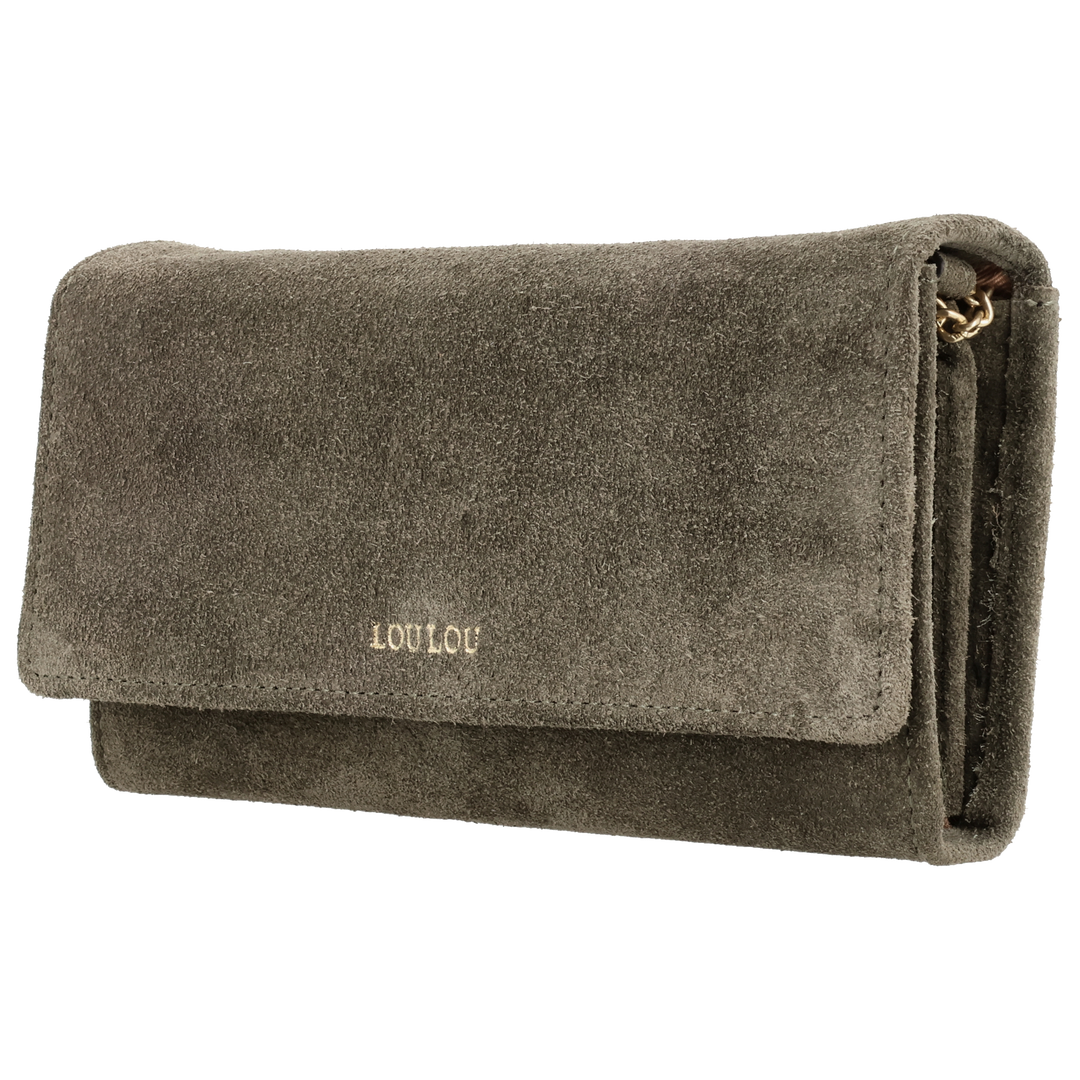 Voorzijde van de LouLou Anais crossbody tas #kleur_sage