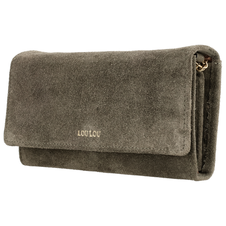 Voorzijde van de LouLou Anais crossbody tas #kleur_sage