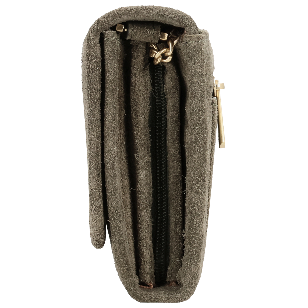 Zijkant van de LouLou Anais crossbody tas #kleur_sage