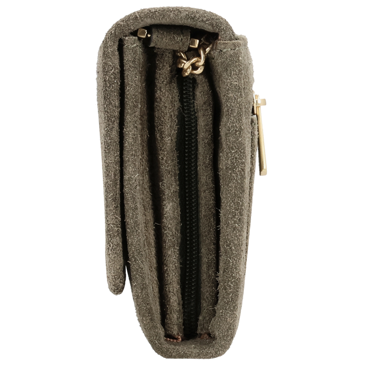 Zijkant van de LouLou Anais crossbody tas #kleur_sage