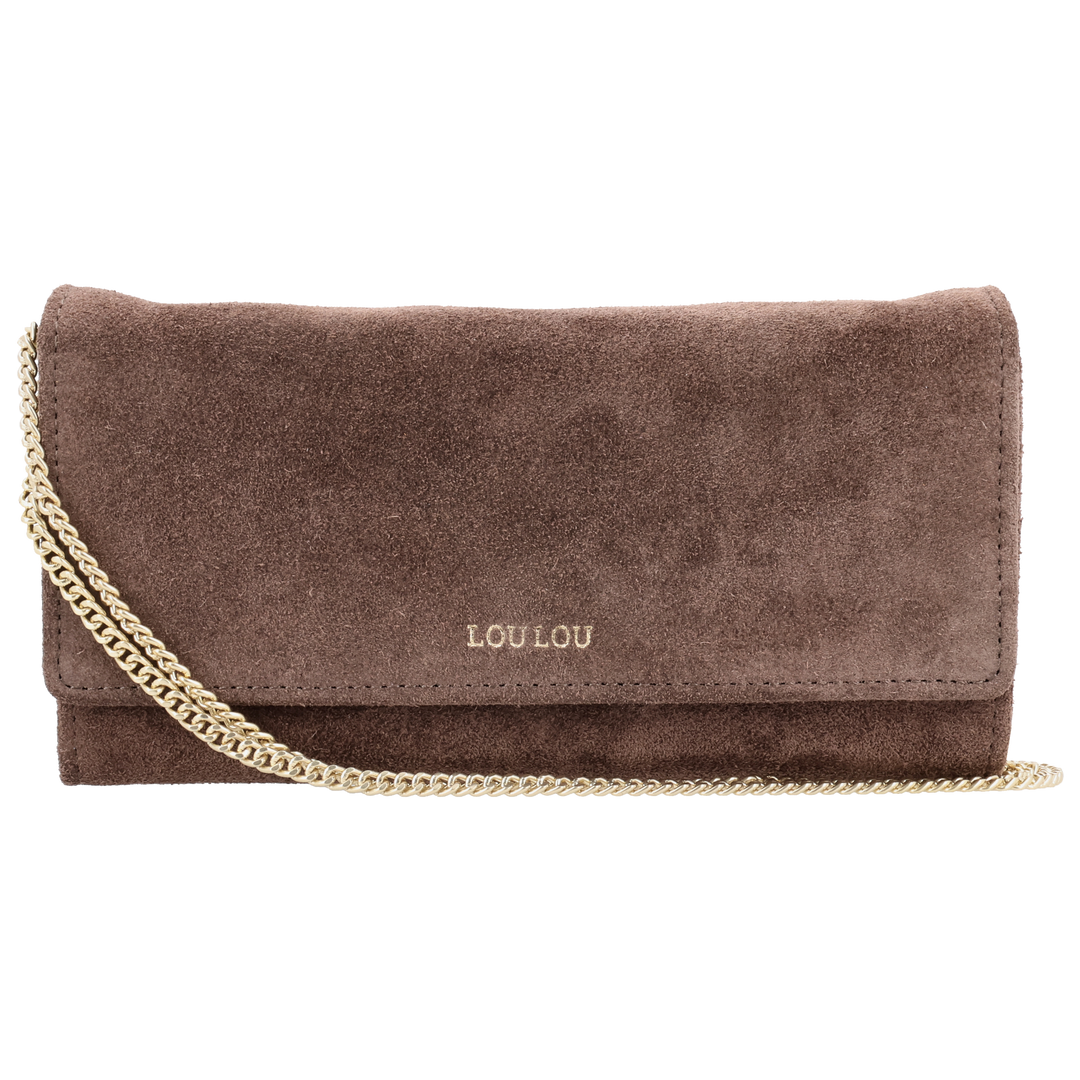 Voorkant van de LouLou Anais crossbody tas #kleur_milk-chocolate