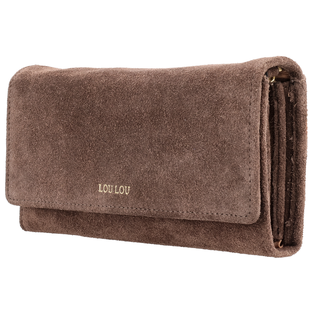 Voorzijde  van de LouLou Anais crossbody tas #kleur_milk-chocolate