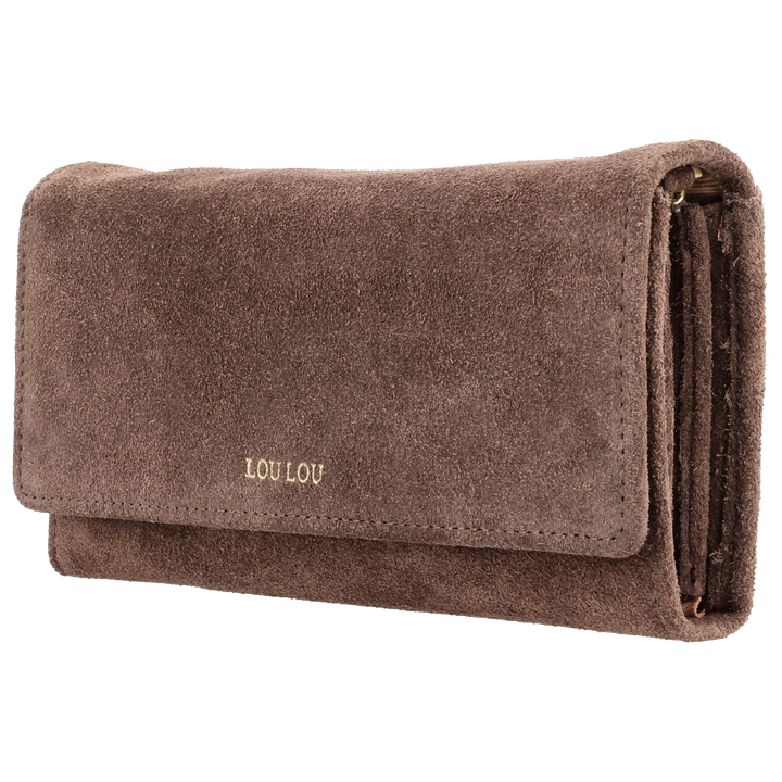 Voorzijde  van de LouLou Anais crossbody tas #kleur_milk-chocolate