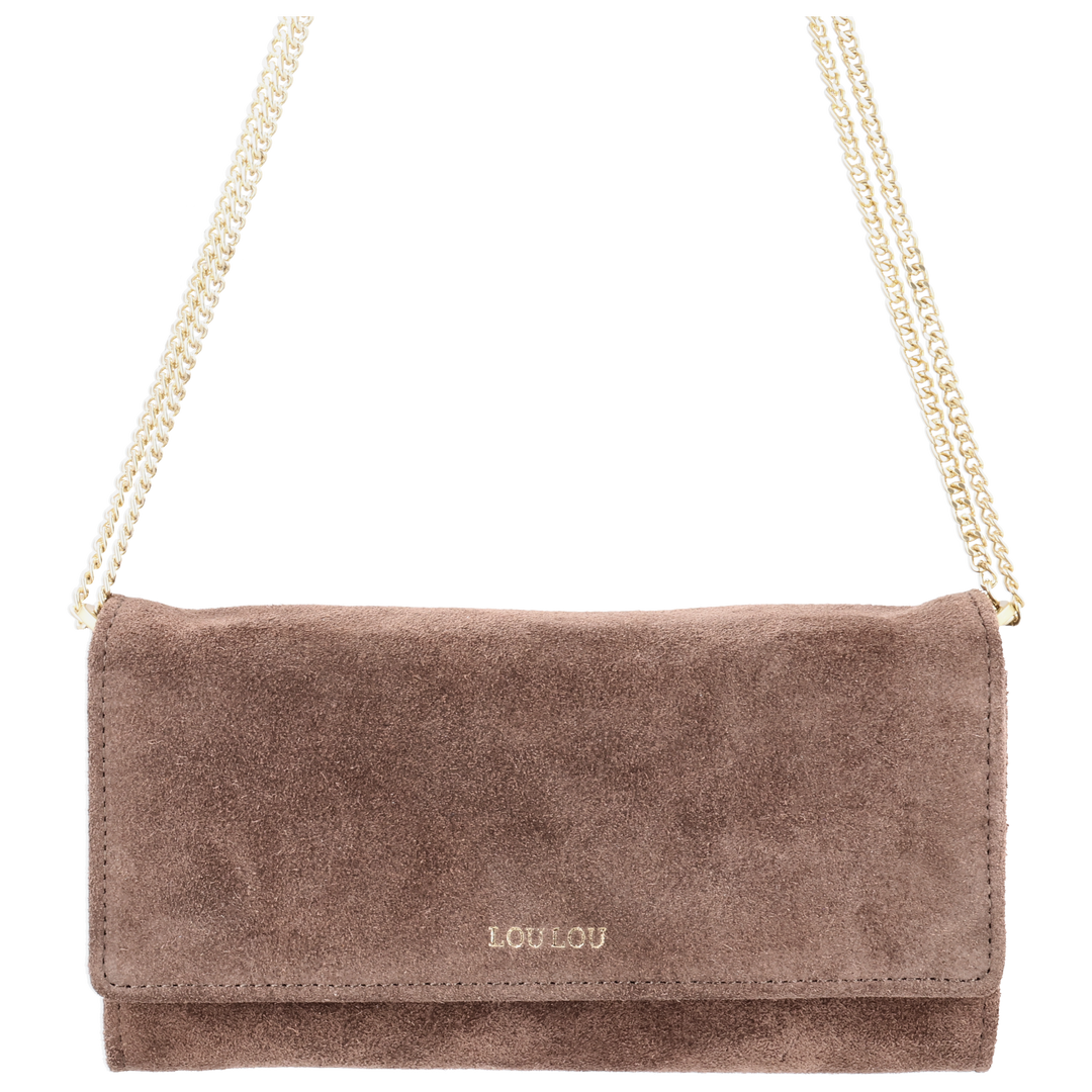Voorkant  van de LouLou Anais crossbody tas #kleur_milk-chocolate