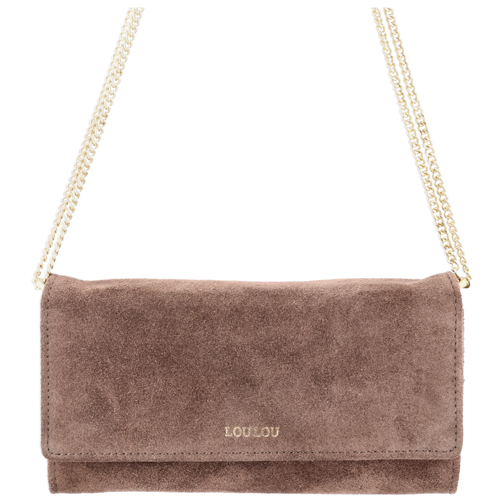 Voorkant  van de LouLou Anais crossbody tas #kleur_milk-chocolate