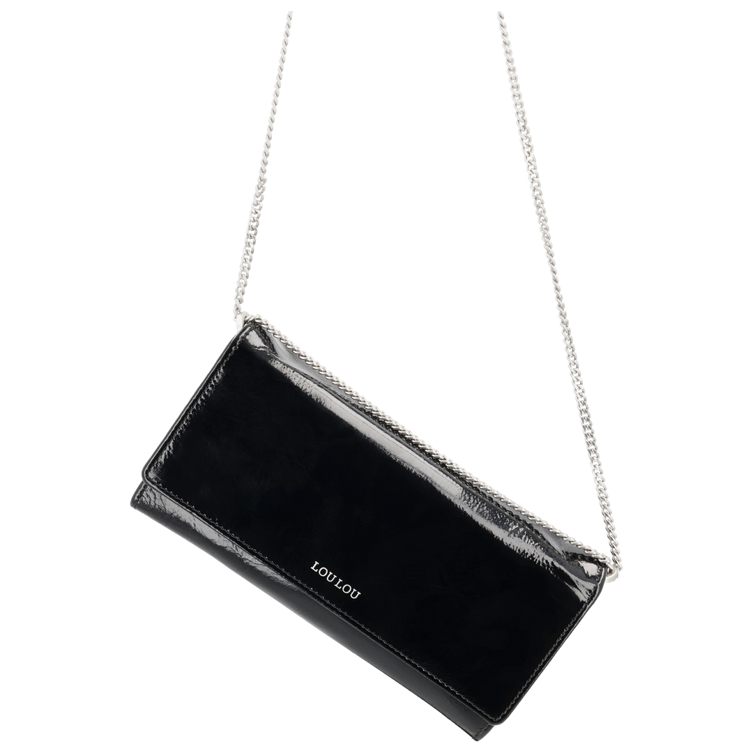Voorkant van de LouLou Anais crossbodyt tas #kleur_glace-black