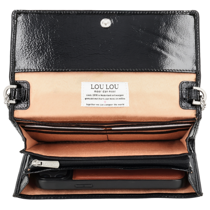 Binnenkant van de LouLou Anais crossbodyt tas #kleur_glace-black