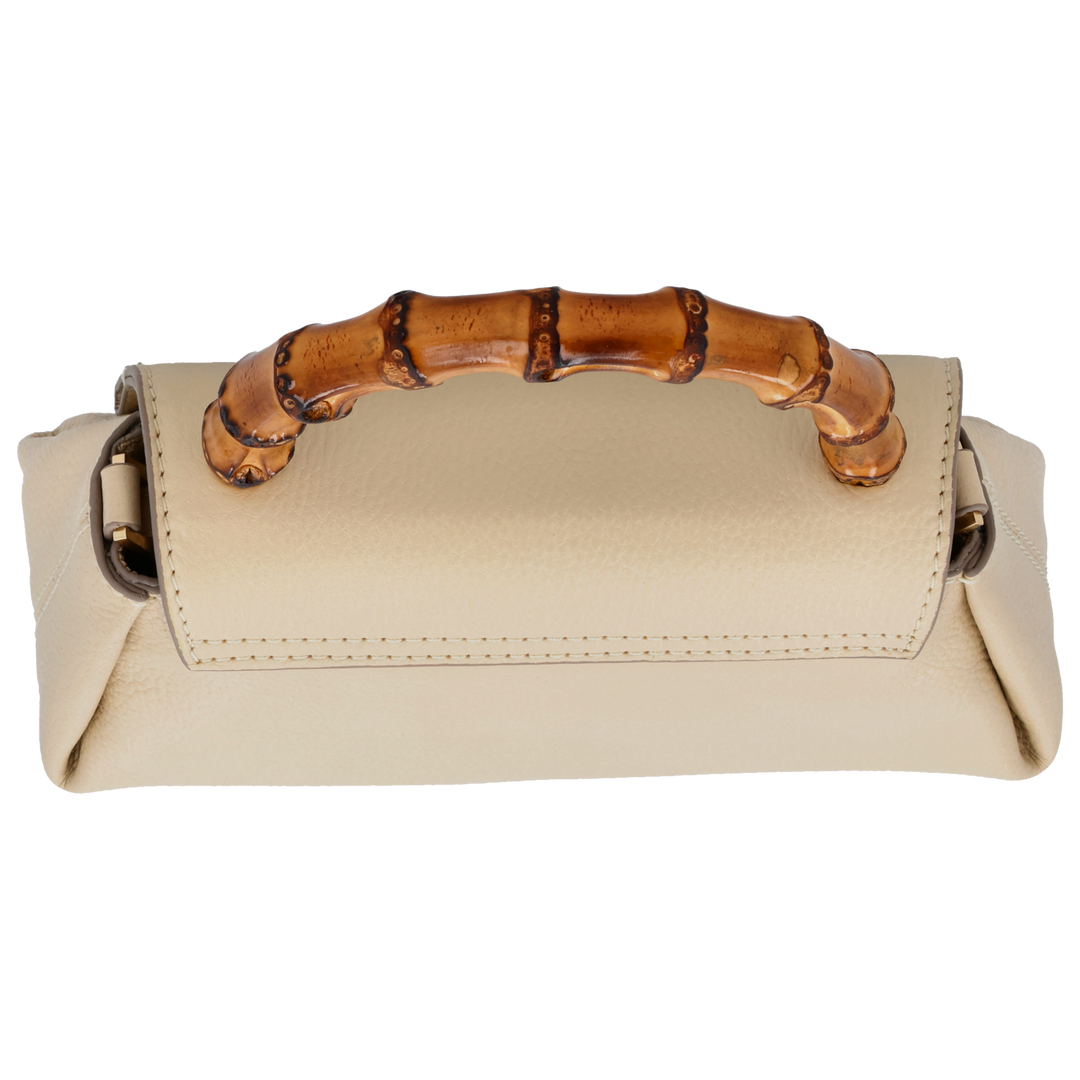 Bovenkant van de LouLou Bamboo MAE beige handtas #kleur_beige