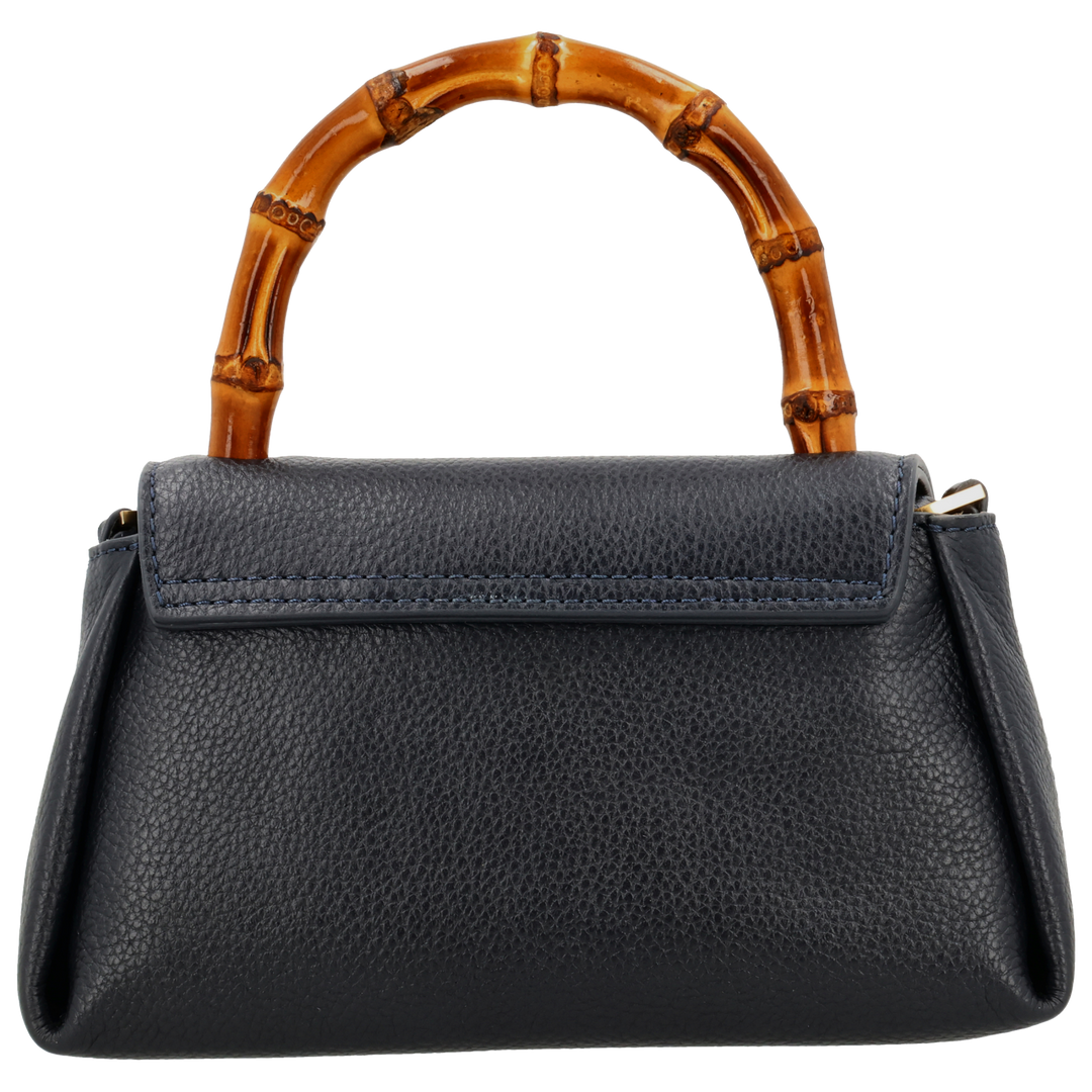 Achterkant van de LouLou Bamboo MAE navy handtas #kleur_navy