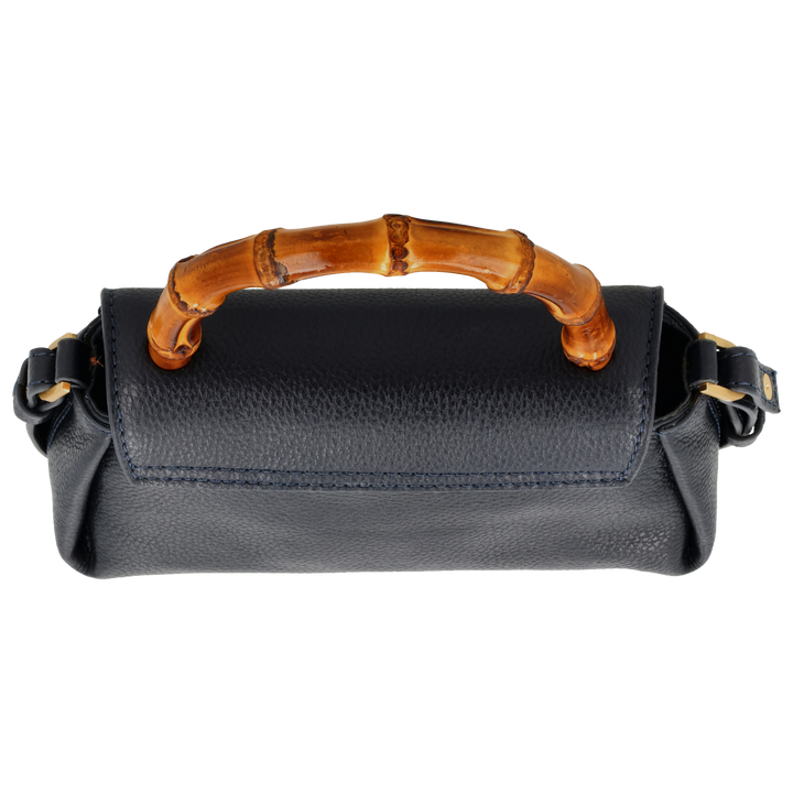 Bovenkant van de LouLou Bamboo MAE navy handtas #kleur_navy