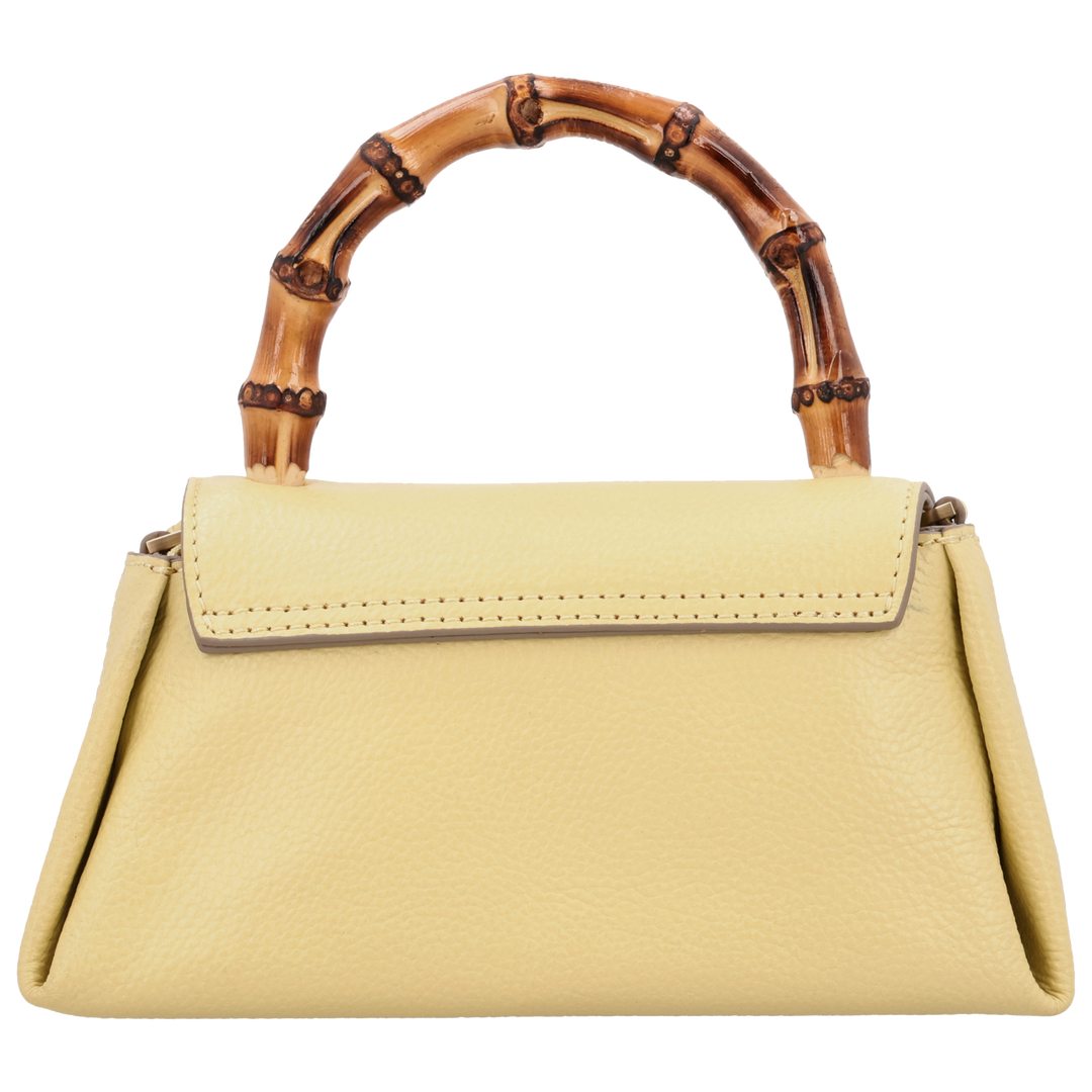 Achterkant van de LouLou Bamboo MAE geel handtas #kleur_geel