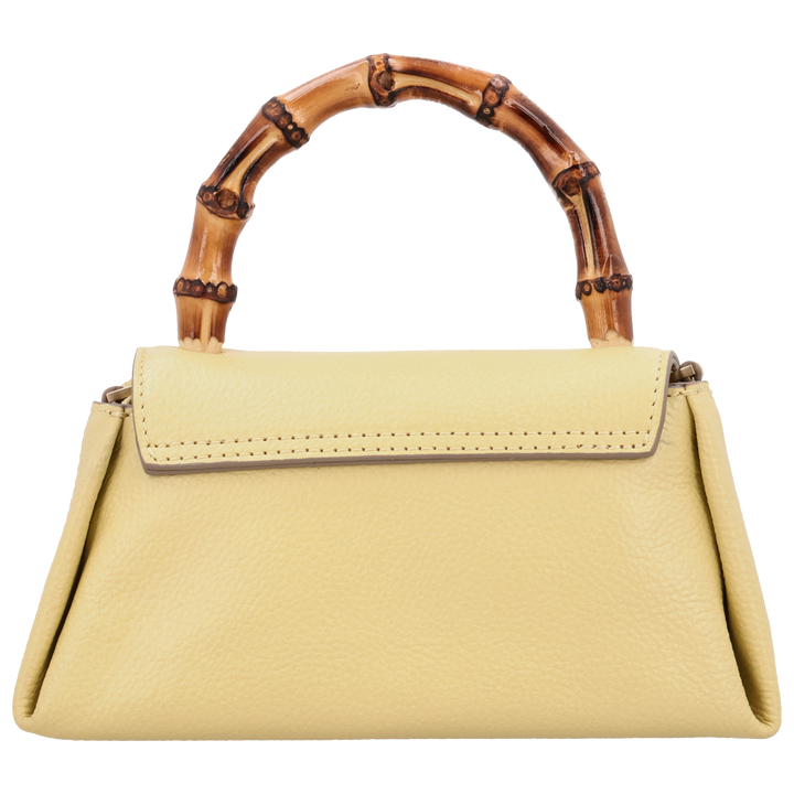 Achterkant van de LouLou Bamboo MAE geel handtas #kleur_geel