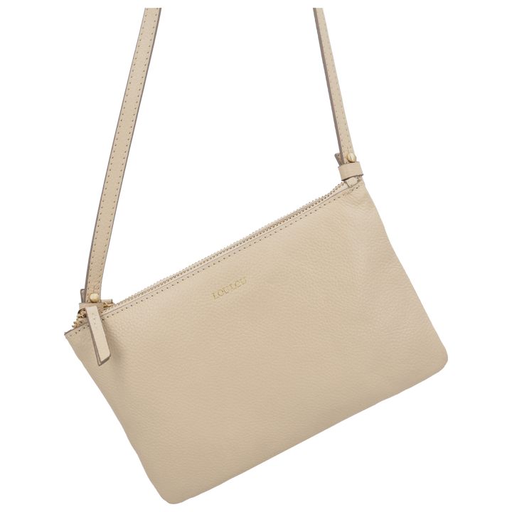 Voorkant van de LouLou Camille beige crossbody tas #kleur_beige