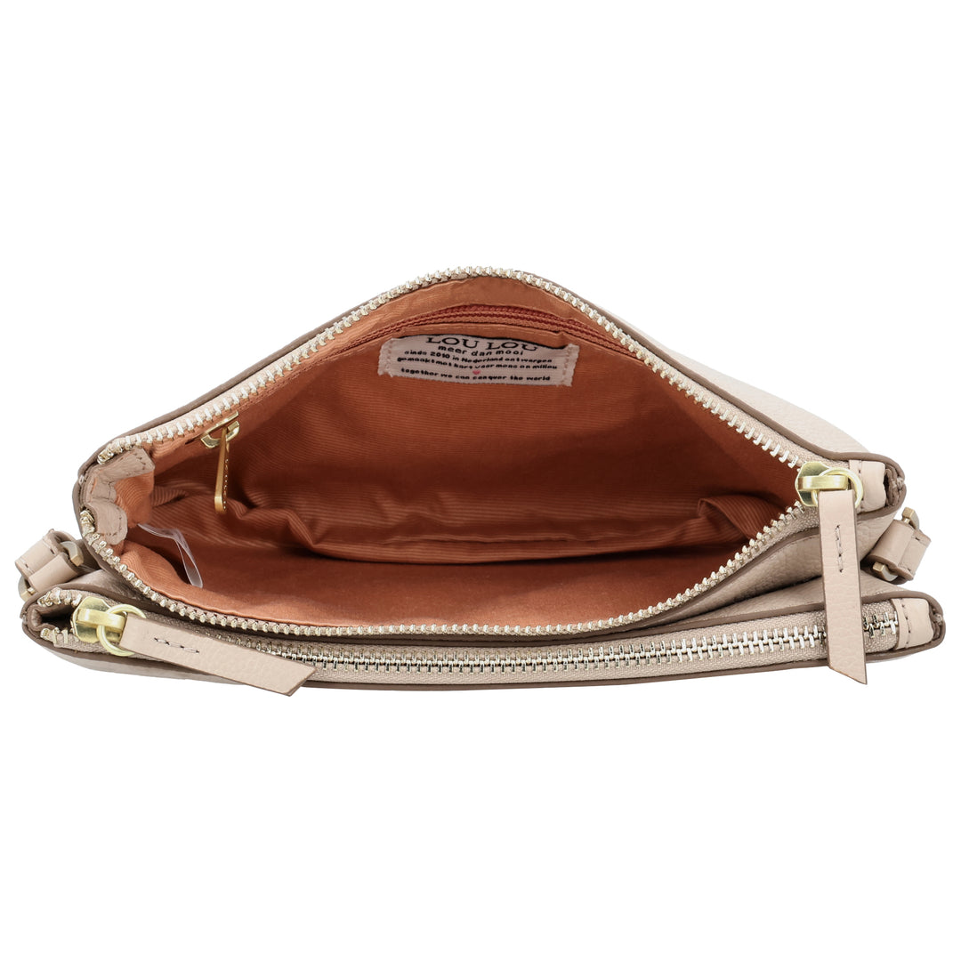 Binnenkant van de Lou Lou Camille crossover in cashmere #kleur_cashmere