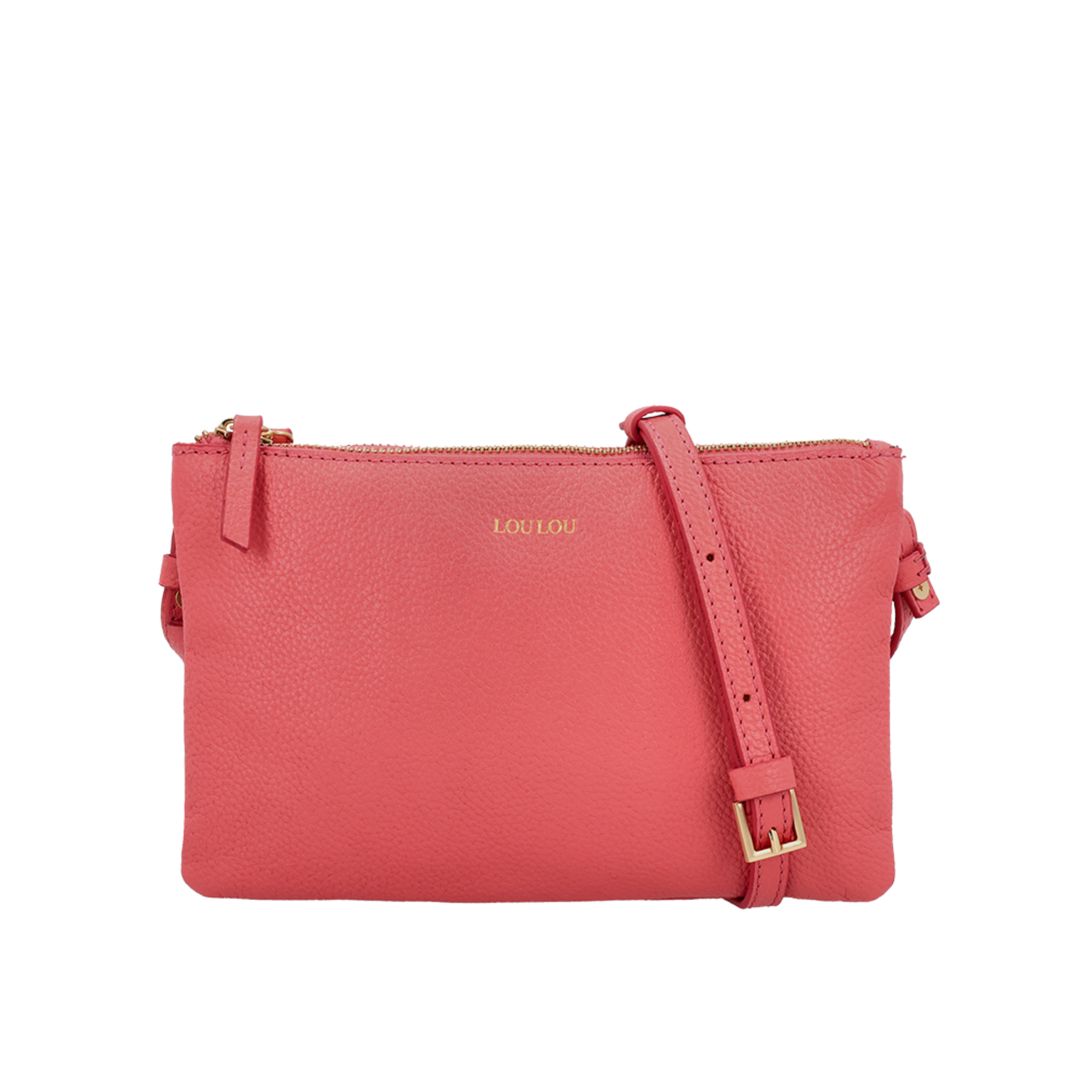 Voorkant van de LouLou Camille grapefruit crossbody tas #kleur_grapefruit