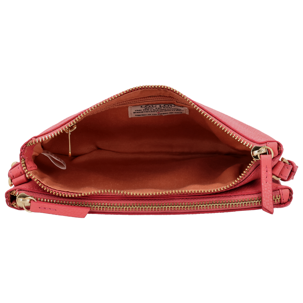 Binnenkant van de LouLou Camille grapefruit crossbody tas #kleur_grapefruit