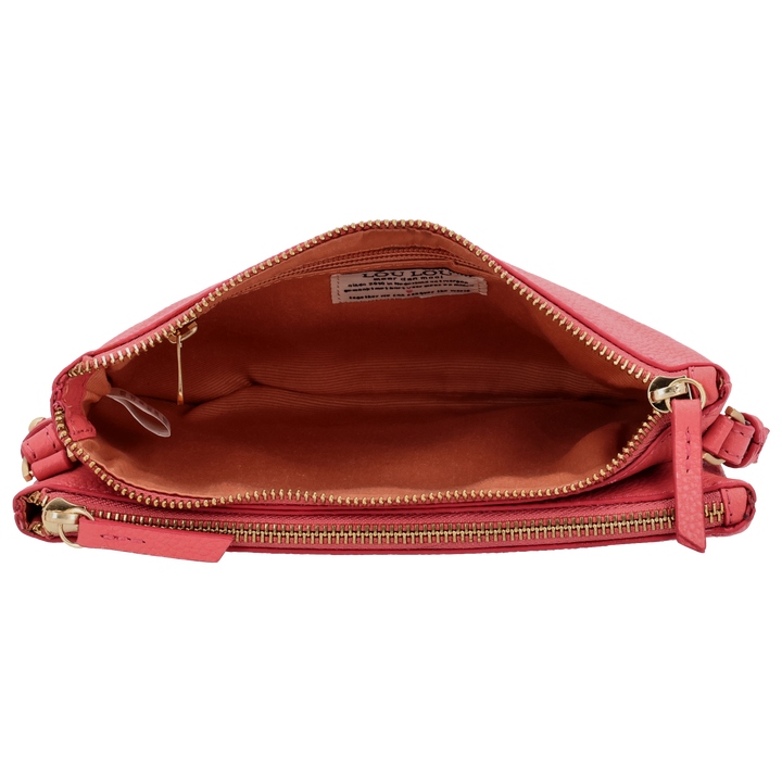 Binnenkant van de LouLou Camille grapefruit crossbody tas #kleur_grapefruit