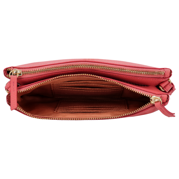 Binnenkant van de LouLou Camille grapefruit crossbody tas #kleur_grapefruit