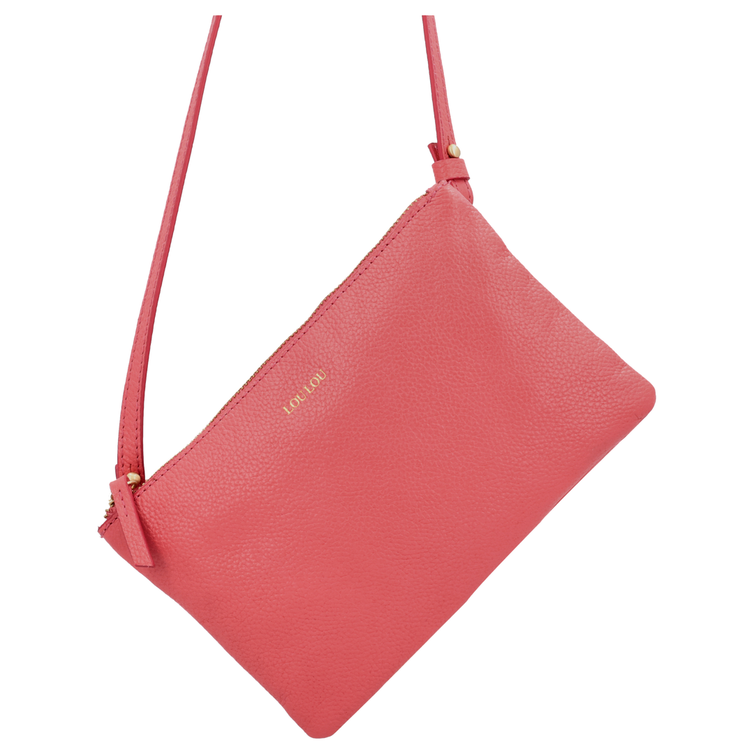 Voorkant van de LouLou Camille grapefruit crossbody tas #kleur_grapefruit